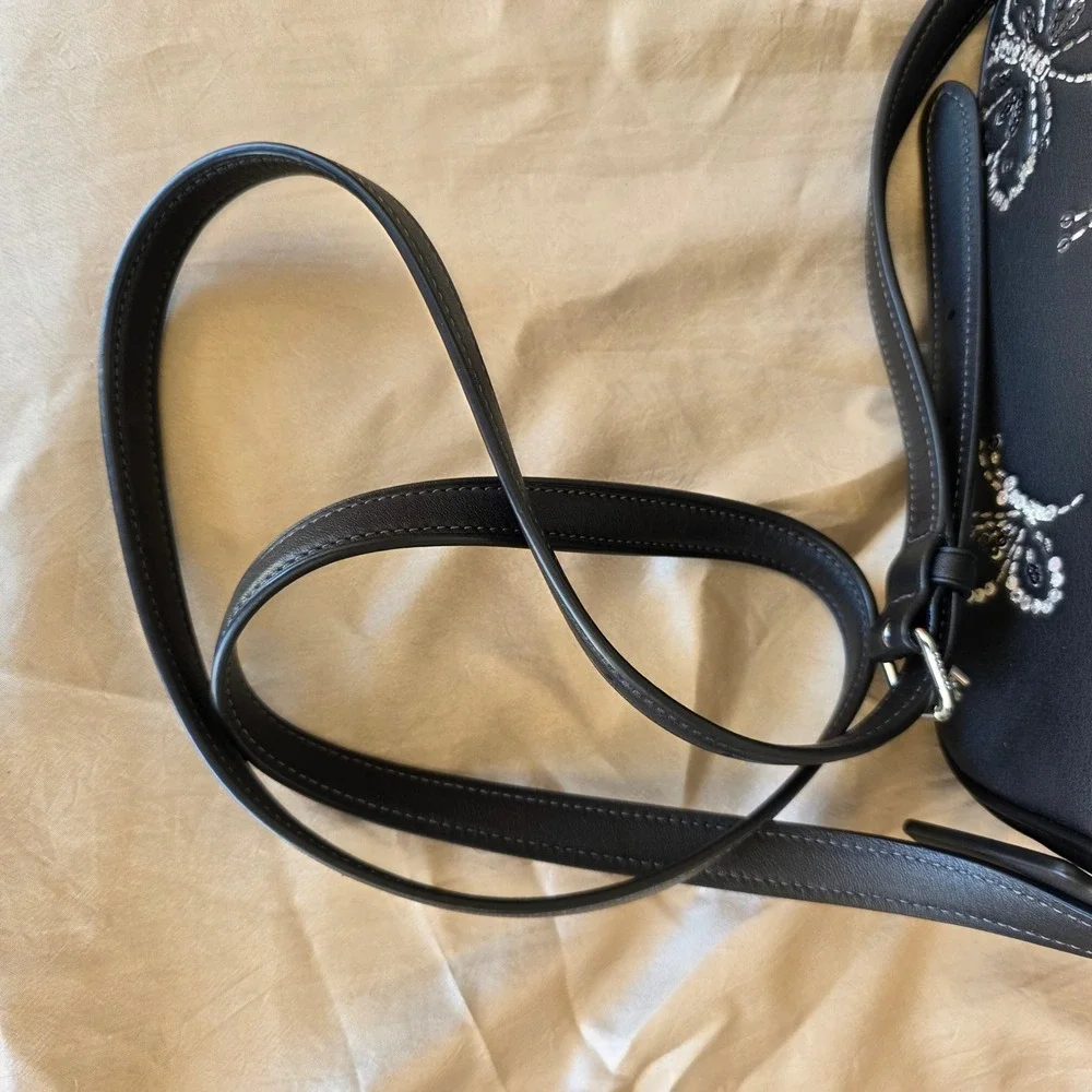 Coach Jamie Camera‎ Bag Black Butterfly Print Sequin Crossbody CCK90 NWT